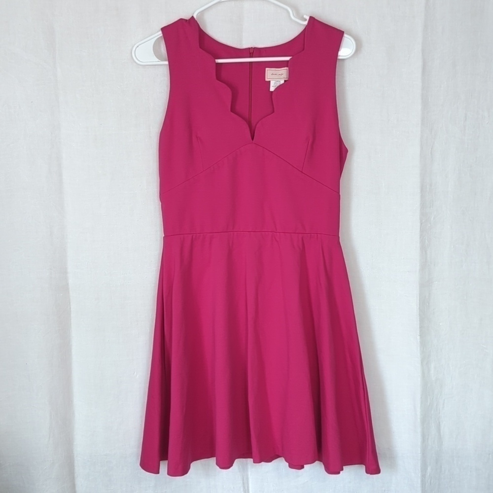 Love Ady Berry Pink Scalloped Neck Fit and Flare Dress Size Large